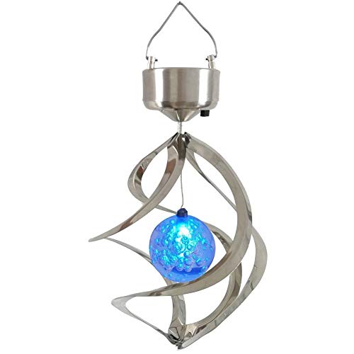 StillCool Solar Wind Chime LED Colour Changing Hanging Wind Light Waterproof Spiral Spinner Lamp for Garden Yard Lawn Balcony