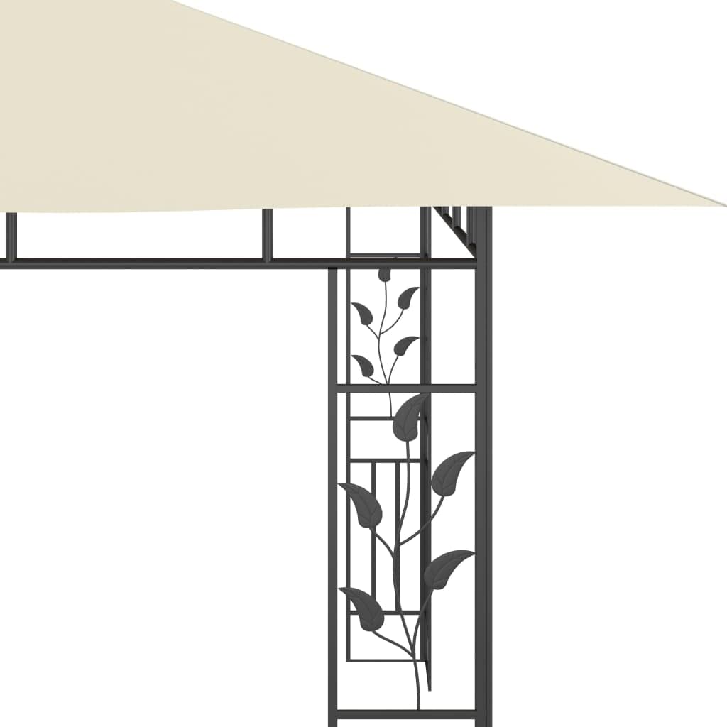 Willood Garten Pavillon mit Moskitonetz & LED-Lichterkette 4x3x2,73m Cremeweiß