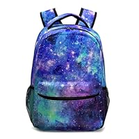 Kwlegh Galaxy Kids Backpack for Girls Boys Blue Purple Starry Sky Bookbag Universe Space Elementary Primary School Bag Lightweight Children Back Pack for Preschool Kindergarten