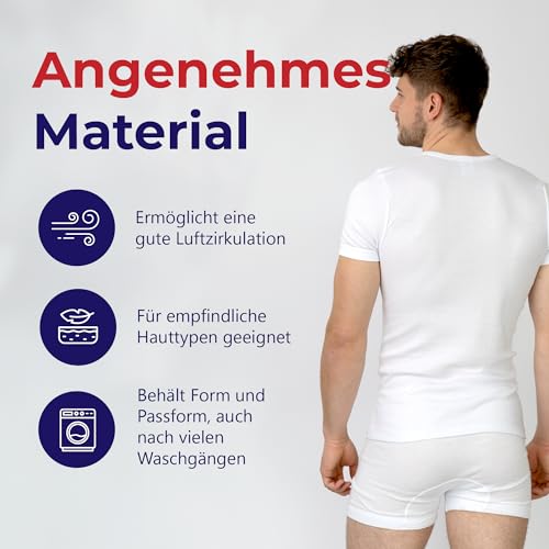 SES Herren Unterhemd Feinripp 4er Pack L - Kurzarm Unterhemden 100% Baumwolle, Weiß - Kochfest & Atmungsaktiv - Basic T-Shirt Herren mit Perfekter Passform