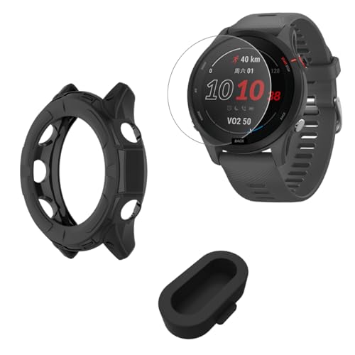 Capa de Proteção + Película + Plug de proteção compatível com Garmin Forerunner 255