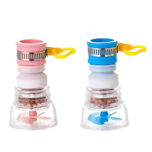XINGSUI 2 Pcs Rotatable Splash-Proof Faucet Nozzle, Tap Filter, Tap Water Saving Device, 360°Rotatable, Faucet Water Purifier, Used in Kitchen, Bathroom and Shower Room Folding Faucet (Pink, Blue)