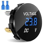DC 24V 12V LED Digital Voltmeter for Car, 5-48V Range, Waterproof Voltage Monitor with Blue Light Display Panel, Gauge Meter Battery Tester for Vehicle Truck Camper Motorcycle Boat Marine ATV UTV