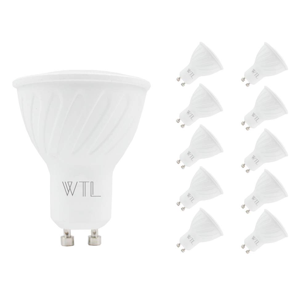 WTL GU10 Sockel 10er LED-Lampe, 40W Äquivalent (5W), 6000k tageslichtweiß, 400Lm Nicht dimmbare Basis Schienenleuchte Einbaustrahler Spotlight [Energieklasse A+]