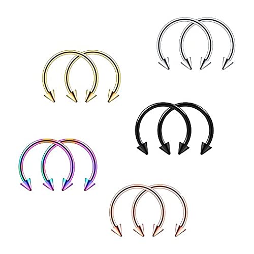 Dynwave 10 Peças 16G Spikes Bar Circular Barbell, 10mm