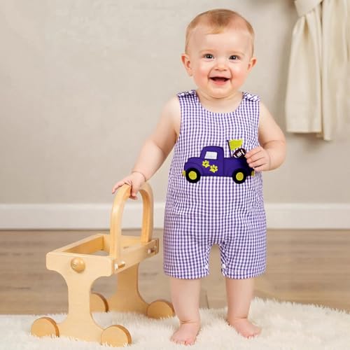 Baby Boy Romper Newborn Baby Football Outfit Smocked Jumpsuit Rugby Truck Overalls Plaid Bodysuit 0-18M Clothes2