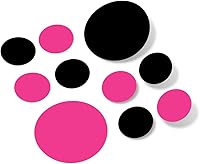 Vista 1 de Pegatinas de pared de vinilo rosa intensonegro, círculos de 2 y 4 pulgadas (30 calcomanías)