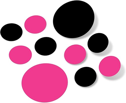 Pegatinas de pared de vinilo rosa intensonegro, círculos de 2 y 4 pulgadas (30 calcomanías)