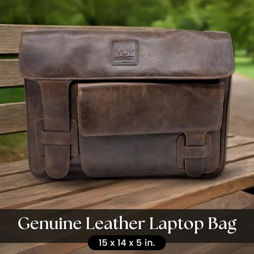 Image of Leather Messenger Bag for Men and Women 16 inch Large Vintage Leather Briefcase Laptop Shoulder Bag Unisex Crossbody Messenger Satchel for Office, Business, Work, Travel