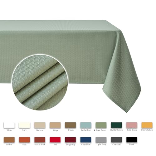 maxmill Weaved Texture Tablecloth Water Resistance Antiwrinkle Spillproof Soft Washable Table Cloth for Dining Room, Buffet Banquet Parties Holiday Dinner, Rectangular 60 x 108 Inch, Sage Green