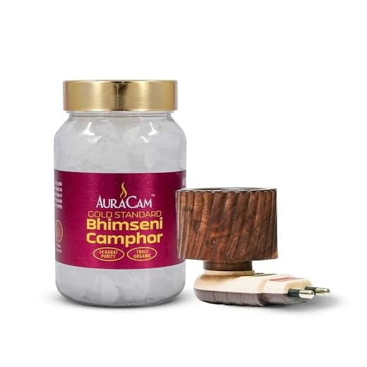 AuraCam Wood Gold Standard Bhimseni Camphor with Electrical Diffuser/Camphor/Kapoor Burner/Aromatic for Pooja,Meditation,Havan/Pure&Natural Pacha Kapoor with Stand for Home,Office(Pack 1,100 G)