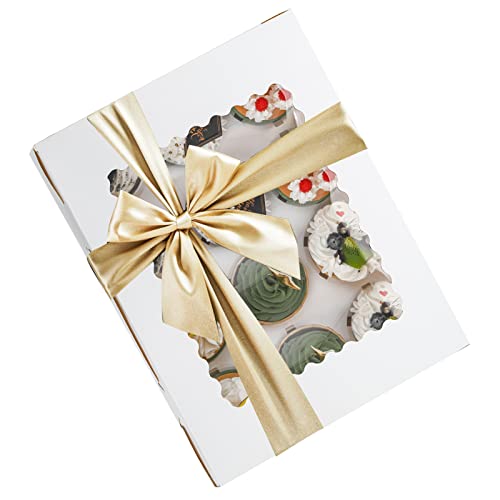 Jucoan 20 Pack Cupcake Boxes 12 Counts White Paper Cupcake Container With Inserts And Window, Bakery Container Cupcake Carrier Holds 12 Cupcake, Muffins, Cookies, Cookies,Pastries #TOP2