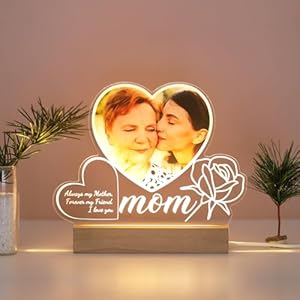 Personalized Mother’s Day Gift from Daughter, Custom Mother Acrylic Plaque, Personalized Heart-shaped Photo & Text Plaque, Mom Birthday Gift