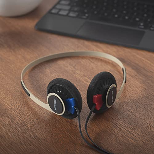 Image of Koss KPH40 Utility On-Ear Headphones, Detachable Interchangeable Cord System, Ultra Lightweight Design (Rhythm Beige)