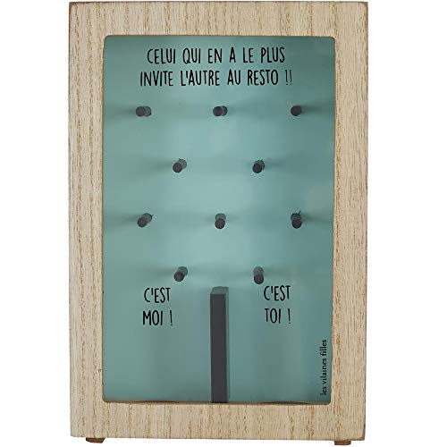 Les Vilaines Chilles 40-VF-067 - Hucha Hasard Celui que a Le Plus Invite el otro al resto beige turquesa y transparente de madera y plástico (22 x 5,2 x 14,8 cm)