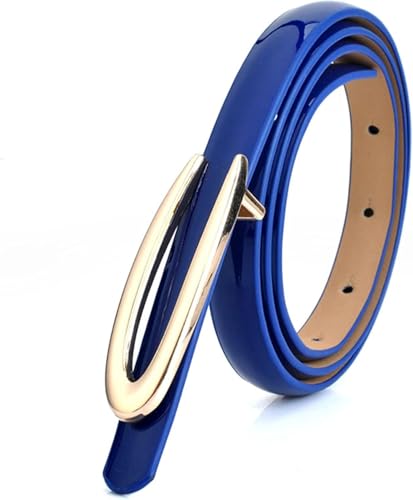Ceintures dames cuir verni bleu taille unique pour accessoiriser une robe chic - 2