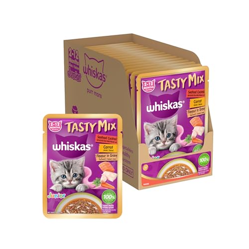 Whiskas Tasty Mix Kitten (2-12 Months) Wet Cat Food, Seafood Cocktail Carrot Flavour in Gravy, 70 g x 14, 100% Complete & Balanced Nutrition for Kittens (B0DCB2KTLB) Amazon Price History, Amazon Price Tracker