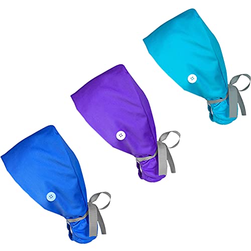 Yoowish Bouffant caps for Long Hair, Ajustable Breathable Tie Back Ponytail Holder Headscarf Working Caps Nurse Turban Cap for Personal Care Supplies (Pure Color)