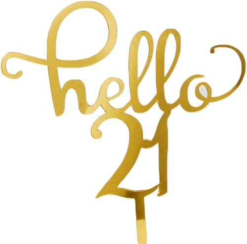 Miniatura 5 de 5 adornos acrílicos dorados para tartas con texto en inglés Hello 21, 30, 40, 50, 60, decoración de fiesta de cumpleaños para suministros de