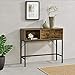[en.casa] Stolik konsola Tranemo 92 x 30 x 80 cm komoda konsola komoda dostawiana metalowa rama ciemny odcień drewna