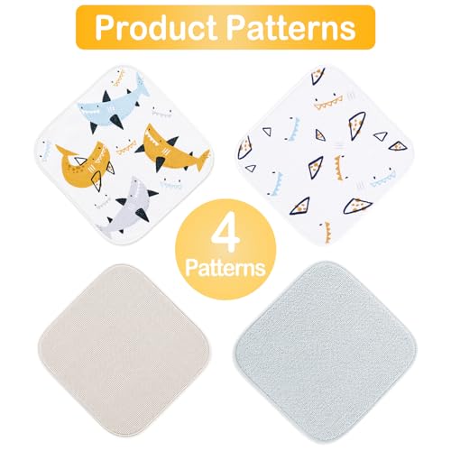 Image of Baby Washcloths, 24Pack Baby Wash Cloths Extra Soft & Ultra Absorbent, Baby Towels and Washcloths Face Towels for Unisex Boys Girls Body, Washclothes Gentle on Sensitive Skin, 9x9 Shark