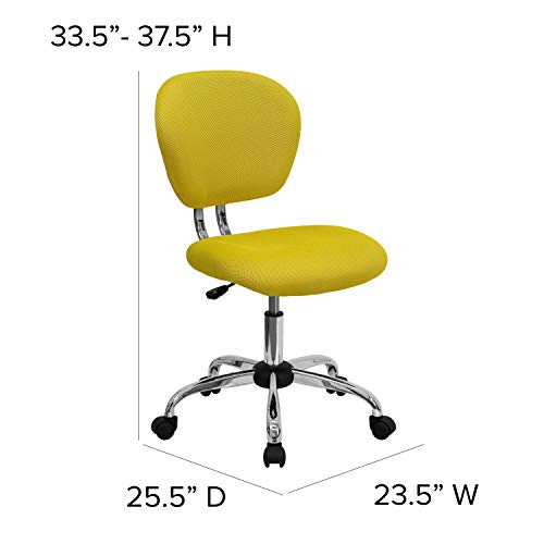 Flash Furniture Mid-Back Yellow Mesh Padded Swivel Task Office Chair With Chrome Base #TOP2