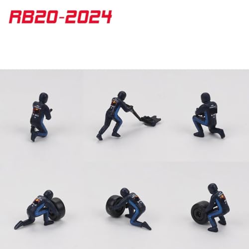 Modelo de coche de carreras escala 1:43 RB20 con 6 figuras miniatura 4