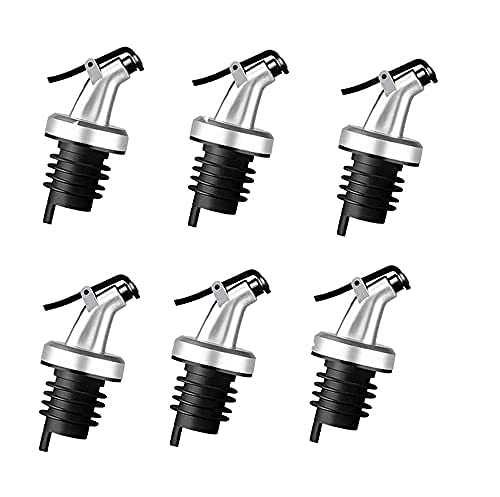 Oil Liquor Wine Free Flow Dispensers Caps for Glass Bottles, Vinegar, Wine or Salad Dressing Dispenser for Home and Kitchen Leak-Proof (Oil Bottle Cap, Pack of 6)