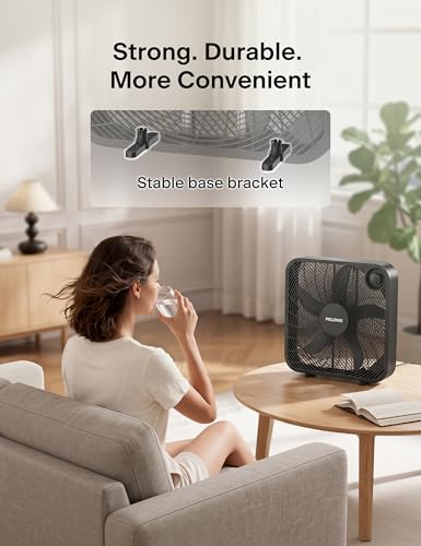 Image of PELONIS 3-Speed, 20-Inch Box Fan for Bedroom, 5 Blades, 2295 CFM, Grey