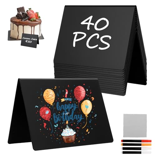 Aevcvok 40 Pcs Mini Tableau Noir, 10 x 7,6 cm Mini Ardoise Forme de V, Étiquette Buffet, Marque Place, Étiquette Prix, Ardoise Petite pour Mariage, Tables, Boulangerie, Restaurant