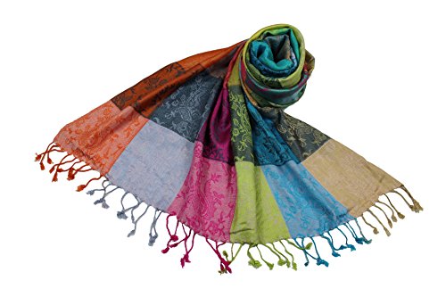 Étole viscose carreaux multicolore SHANKARA foulard damassé femme