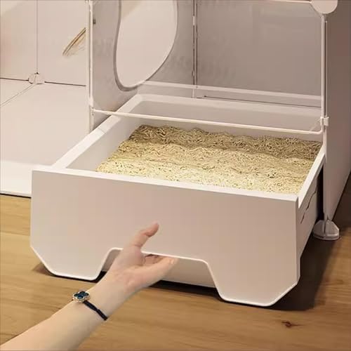 Spacious Multi-Level Cat Cage with Litter Box, Detachable PP Panels & Metal Wire, Ideal for 1-3 Cats/Kittens, Easy to Clean, 106x46x141CM, Perfect for Small Animals