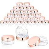 30 Pcs 5g/5ml Plastic Container Jars Empty Clear Cosmetic Sample Pots with Rose Gold Lid for Cream Lotion Lip Balm Eye Shadow Nails Powder Jewelry
