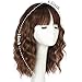 Lativ Brown Highlight Wigs for Women Short Wavy Curly Bob Wig with Bangs Shoulder Length 14 Inches Synthetic Hair for Daily Party Use