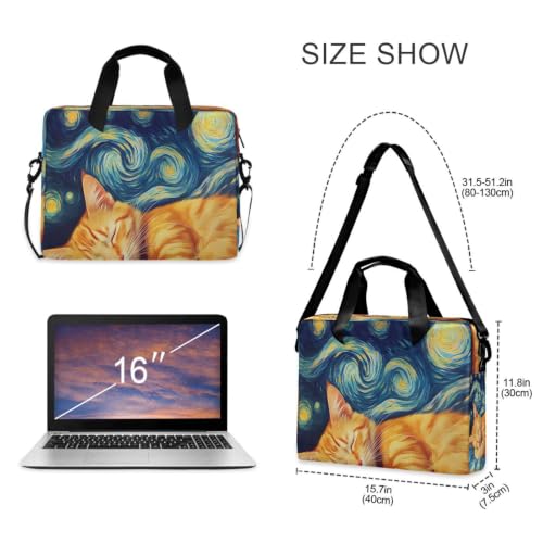 Maletín compacto de laptop con diseño de queso y gato con correa suave 5