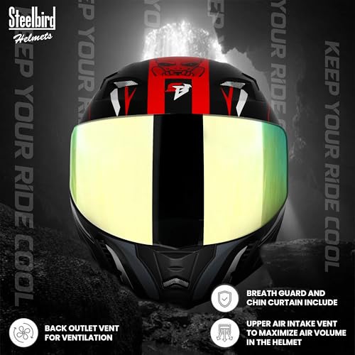 Image of Steelbird SBA-20 Strange ISI Certified Flip-Up Graphic Helmet for Men with Inner Silver Sunshield