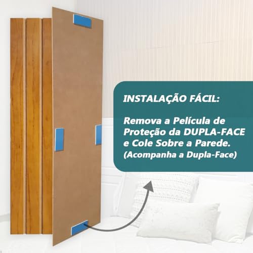 Ripado MDF 5 Placas 53x15 cm Revestimento em Módulos Com Dupla Face - LH Móveis (Nature)