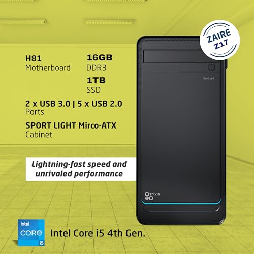 Image of Zaire-Z17 i5 4th Generation Computer Desktop PC CPU H81,16GB-DDR3 RAM,1TB Super Fast SSD and Basic Software Installed - Black