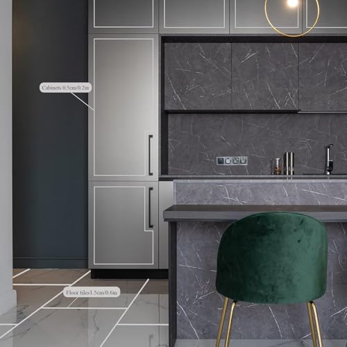 Image of Tile Self-Adhesive Decorative Tape - Plastic, Golden Silver Wall and Floor Sealing Trim, Waterproof Gap Cover for Home Decor, Ceiling Borders, and Floor Edging, Easy to Apply (silver)