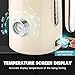 SUSTEAS Electric Kettle - 57oz Hot Tea Kettle Water Boiler with Thermometer, 1500W Fast Heating Stainless Steel Tea Pot, Cordless with LED Indicator, Auto Shut-Off & Boil Dry Protection, Beige