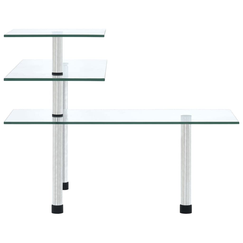 Estantería esquinera de cocina de 3 niveles, vidrio templado, acero inoxidable, transparente, ahorra espacio, especiero y organizador de cocina, con 3 estantes escalonados para hierbas, latas