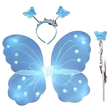 Priya Party Express Girls Butterfly Fairy Angel Wing, Wand and Hairband for Baby Kid Birthday Occasions 1 PC (Blue) (B09NHKHDZY) Amazon Price History, Amazon Price Tracker