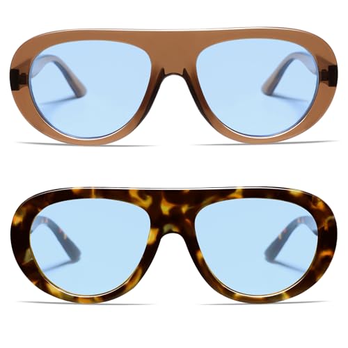 Image of VANLINKER Oversized Retro Aviator Sunglasses for Women Men Chic 70s Vintage Style Trendy 2026 Chunky Sun Glasses VL9865