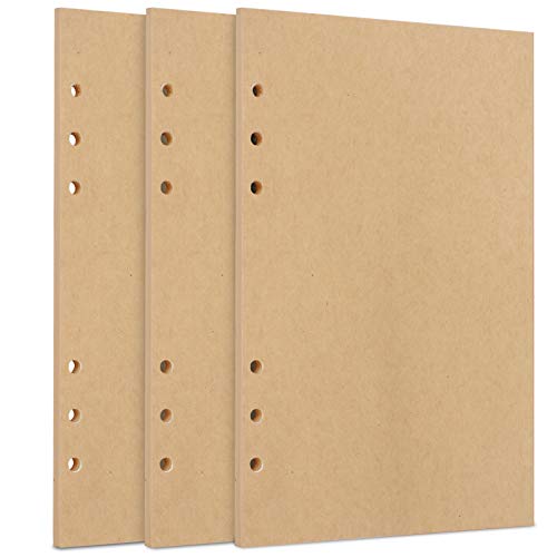 Toplive Papel de recambio A5 [paquete de 3] – Insertos de relleno de 6 agujeros de 100 g/m² de grosor, 135 hojas/270 páginas para carpeta de anillas, diario, planificador – Kraft