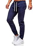 BOLF Herren Jogginghose Sporthose Trainingshose Jogger Sweathose Stoffhose Stretch Fitnesshose Jogpants Fußballhose Sweatpants Beinabschluss Pants Baumwolle Slim Fit J.Boyz 1145 Indigo L [6F6]