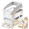 APPKER 23.6"x15.7"x13.78" Stainless Steel Sifting Litter Box with Lid, XL Sifting Design for Pine Pellets, High Sides Metal Litter Box for Big Cats 7.9in Deep, Easy-to-Clean Removable Drawer Pan