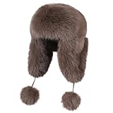 Women Faux Fur Trapper Hat with Pompoms Warm Classic Ear Flaps Hat Fuzzy Bobble Cap Warm Outdoor Ski Snow Cap
