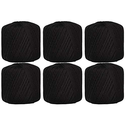 Image of ThreadArt 100% Cotton Crochet Thread Size 10, 6 Ball Pack, Black 13 | Soft pure cotton crochet thread for lace, doilies, amigurumi and crafts. Smooth finish with crisp stitch definition.