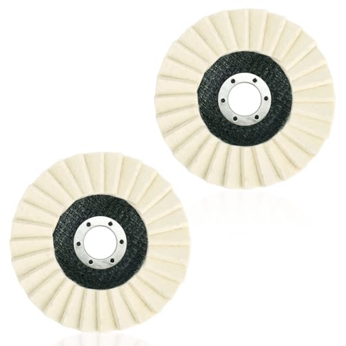 2pcs Wool Felt Polishing Discs 4.53in/115mm Wool Felt Flap Polishing Disc Polish Wheel Pads for Angle Grinder Metal Marble Stone Furniture Mirror Finish