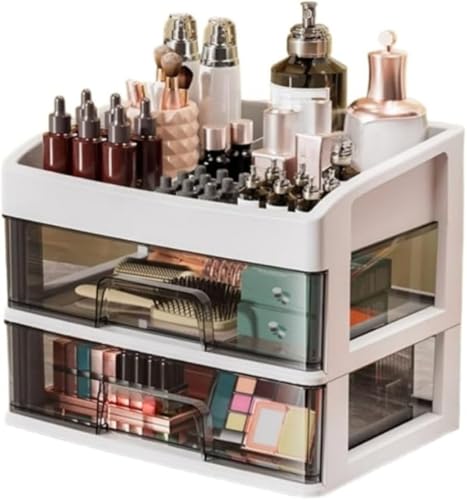 Livmorx 大容量 整理整頓 事務用品 デスクオーガナイザー デスク収納ボックス 文房具収納ケース 収納ケース 卓上オーガナイザー 卓上 小物入れ ペン立て 組立不要 (3段2引き出し,ホワイト)